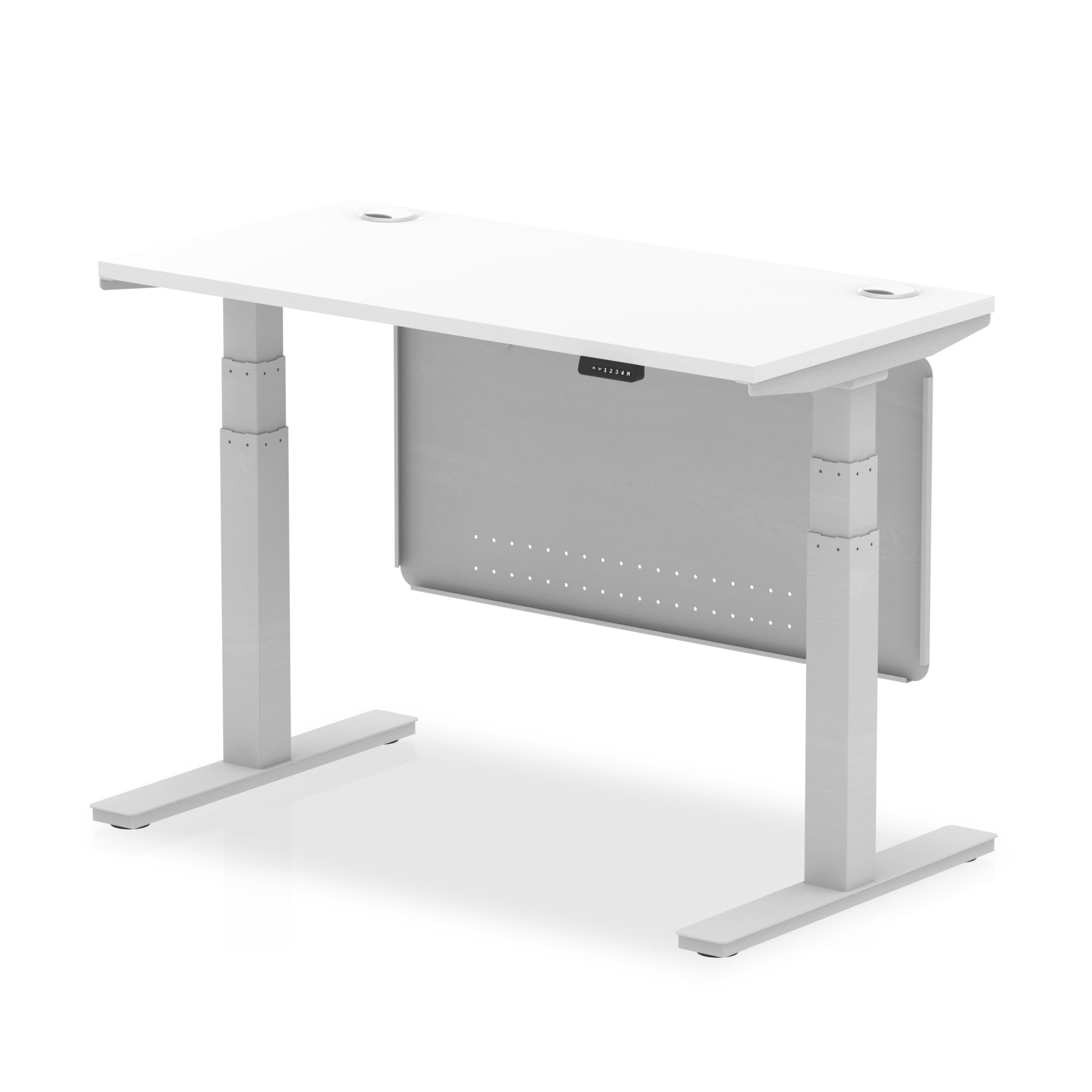 Air Height Adjustable Slimline Desk with Cable Ports & Steel Modesty Panel, 1200–1800mm, Multiple Colours & Frames, MFC, Self-Assembly, 10yr Warranty