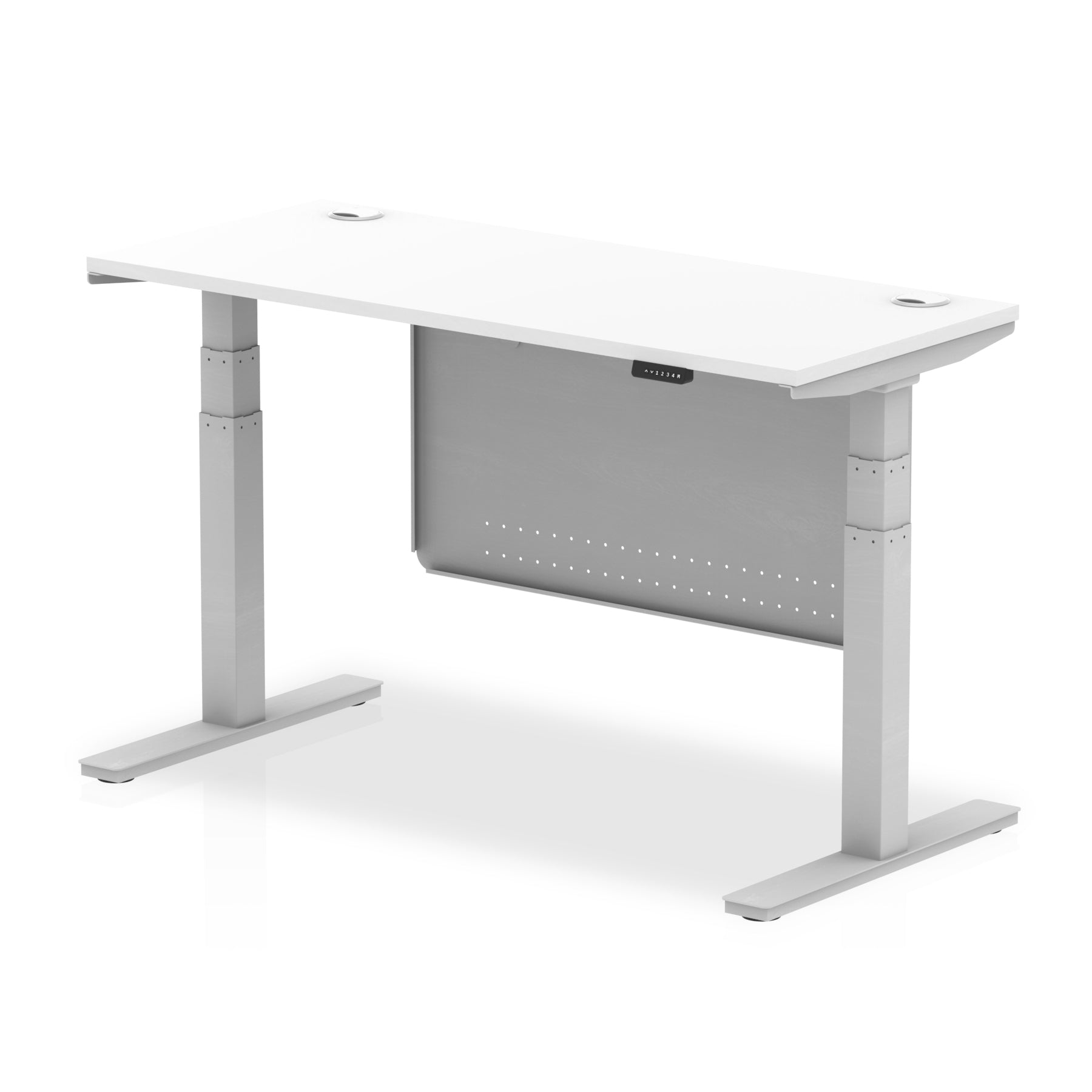 Air Height Adjustable Slimline Desk with Cable Ports & Steel Modesty Panel, 1200–1800mm, Multiple Colours & Frames, MFC, Self-Assembly, 10yr Warranty