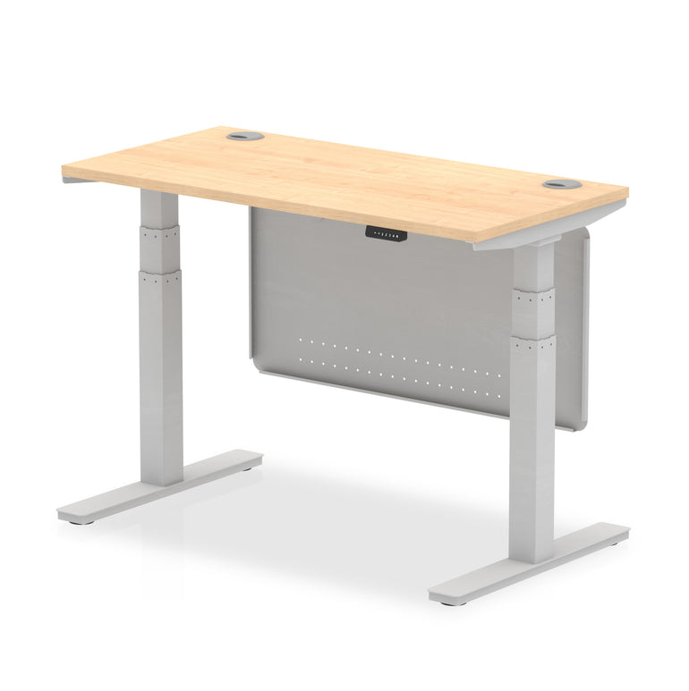 Air Height Adjustable Slimline Desk with Cable Ports & Steel Modesty Panel, 1200–1800mm, Multiple Colours & Frames, MFC, Self-Assembly, 10yr Warranty