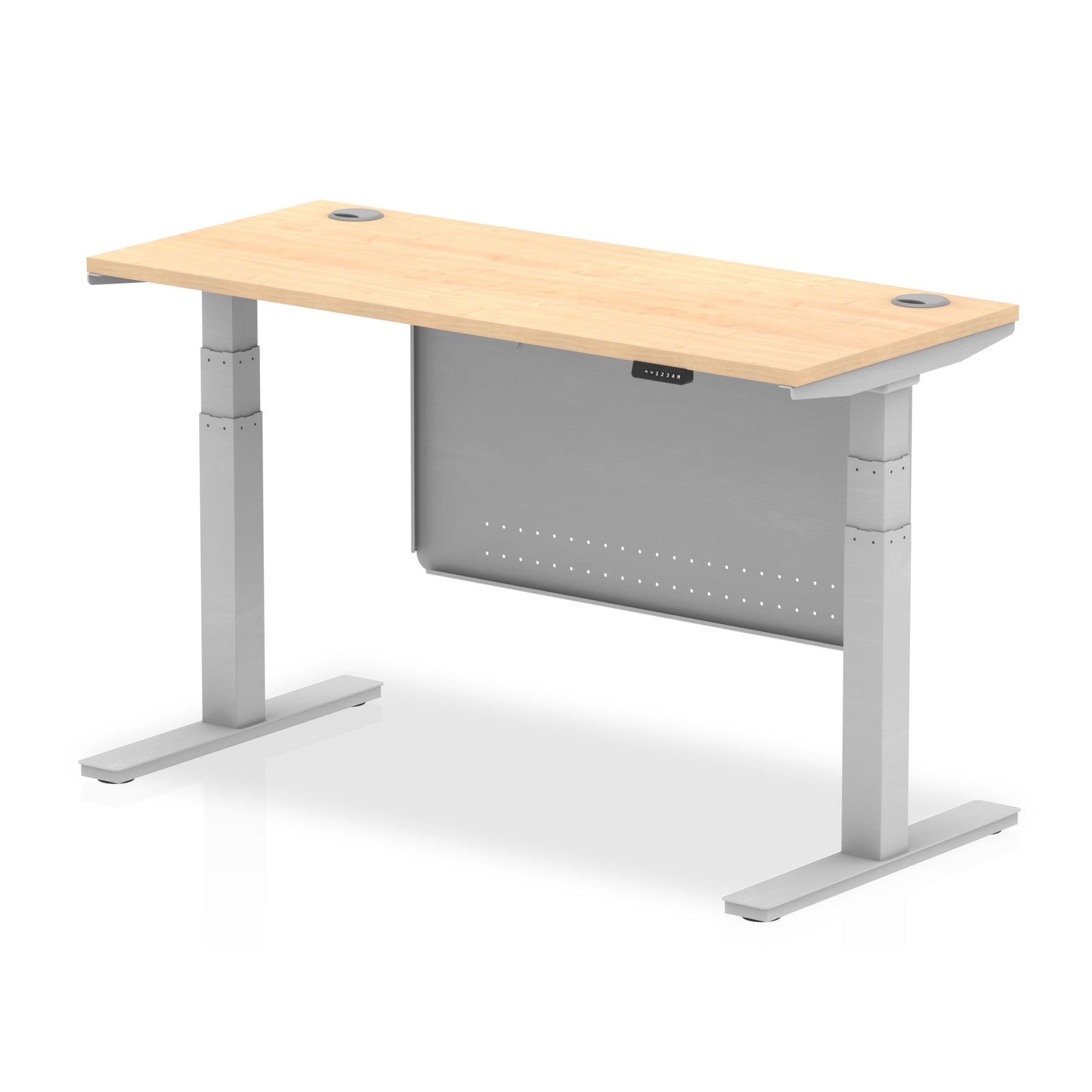 Air Height Adjustable Slimline Desk with Cable Ports & Steel Modesty Panel, 1200–1800mm, Multiple Colours & Frames, MFC, Self-Assembly, 10yr Warranty