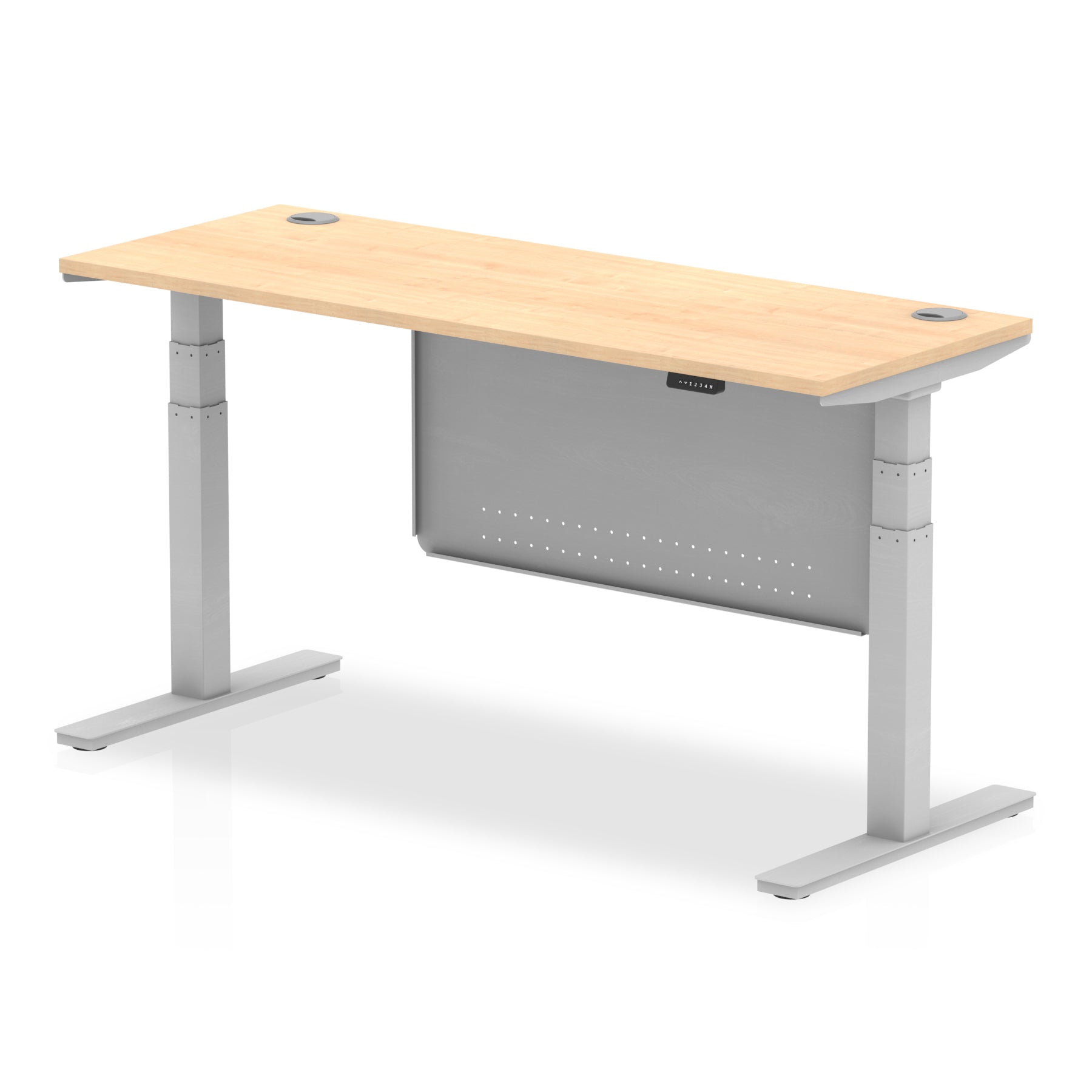 Air Height Adjustable Slimline Desk with Cable Ports & Steel Modesty Panel, 1200–1800mm, Multiple Colours & Frames, MFC, Self-Assembly, 10yr Warranty