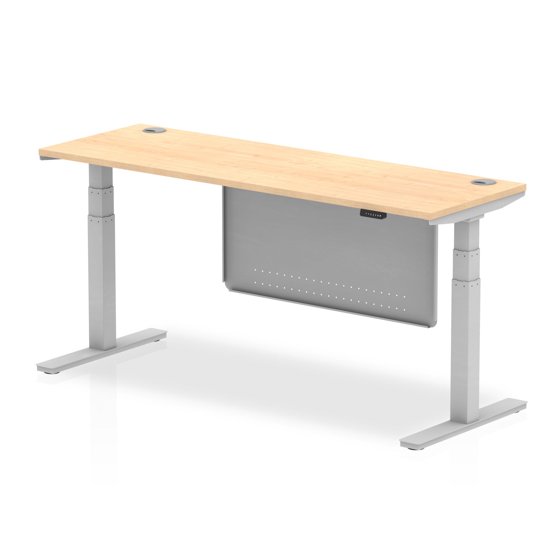 Air Height Adjustable Slimline Desk with Cable Ports & Steel Modesty Panel, 1200–1800mm, Multiple Colours & Frames, MFC, Self-Assembly, 10yr Warranty