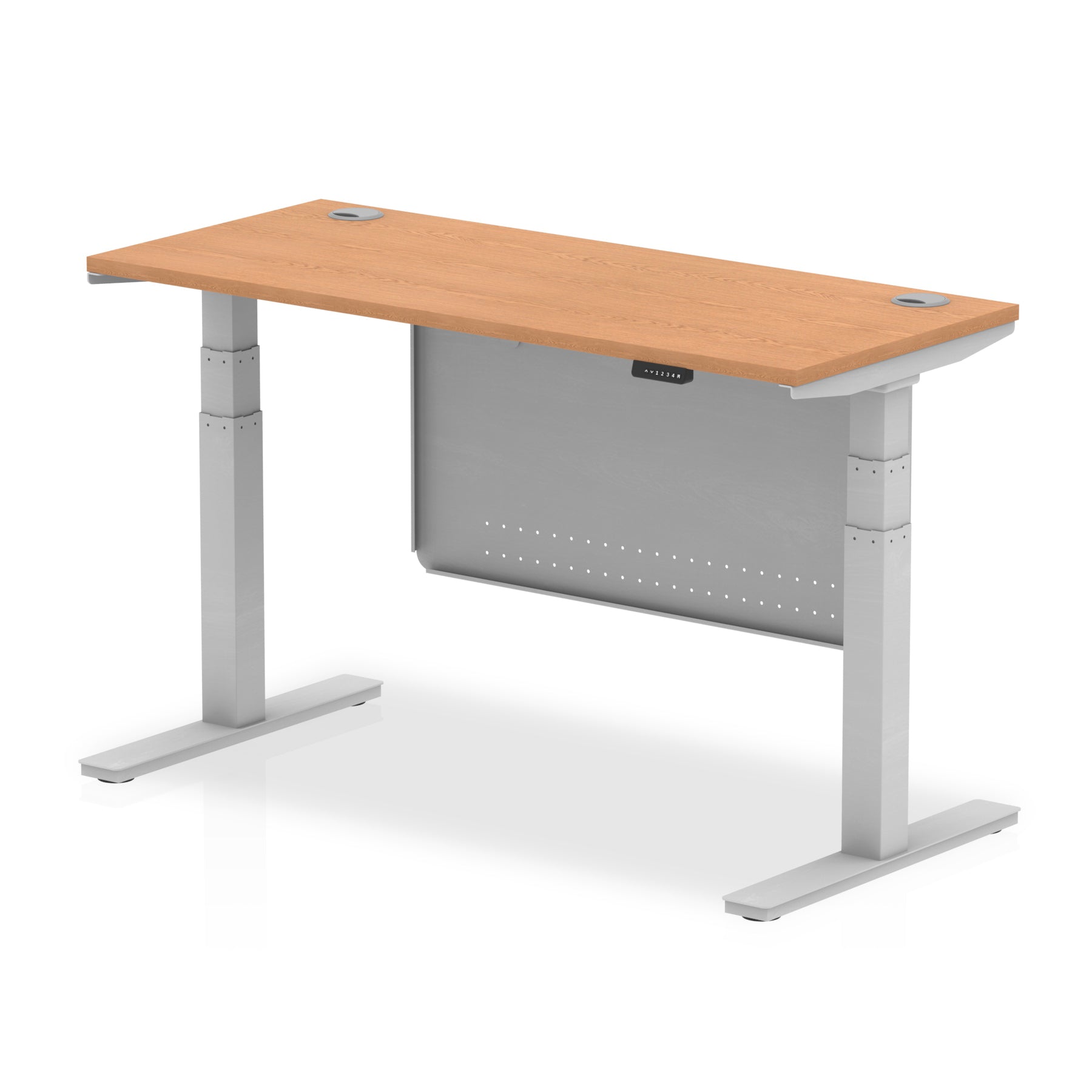 Air Height Adjustable Slimline Desk with Cable Ports & Steel Modesty Panel, 1200–1800mm, Multiple Colours & Frames, MFC, Self-Assembly, 10yr Warranty