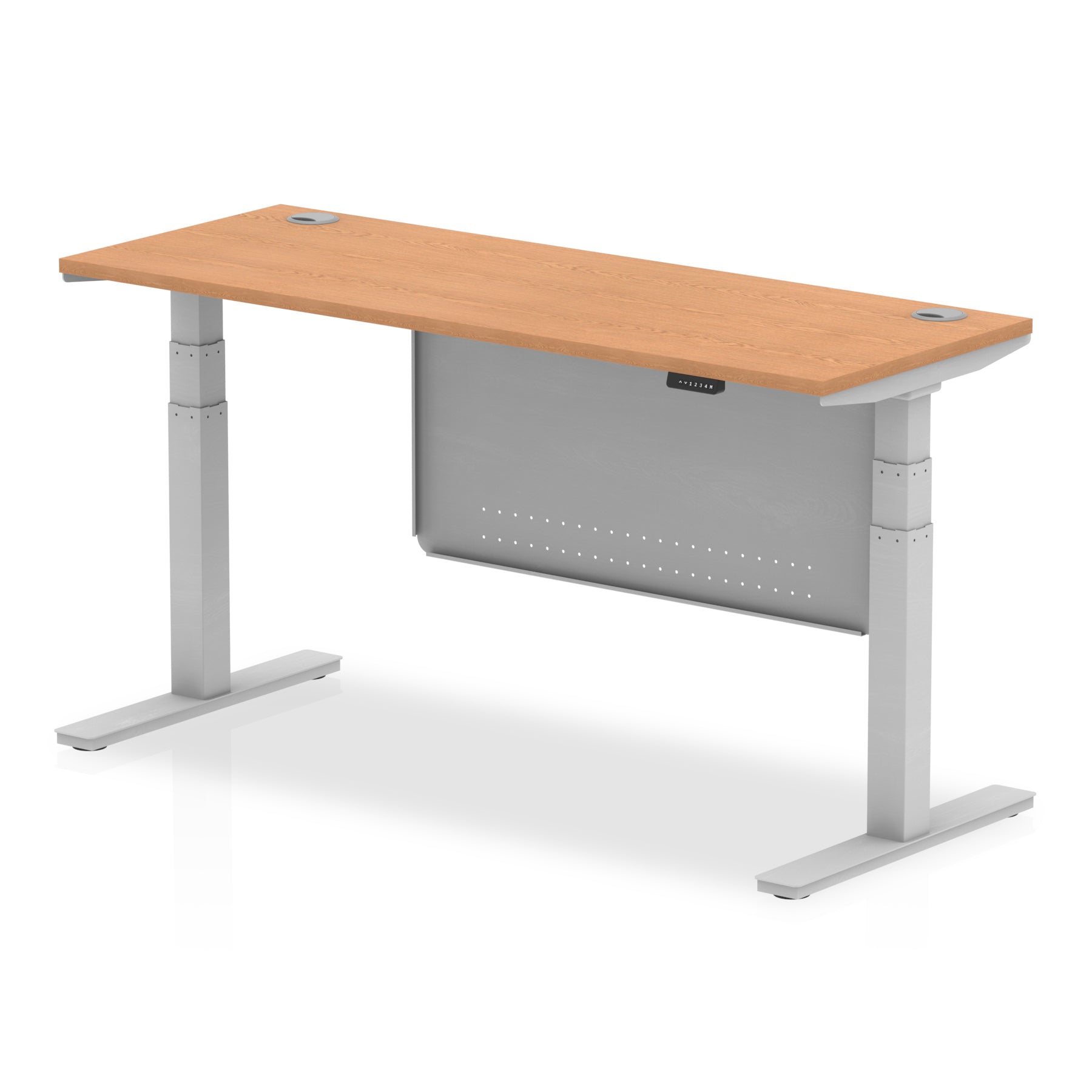 Air Height Adjustable Slimline Desk with Cable Ports & Steel Modesty Panel, 1200–1800mm, Multiple Colours & Frames, MFC, Self-Assembly, 10yr Warranty