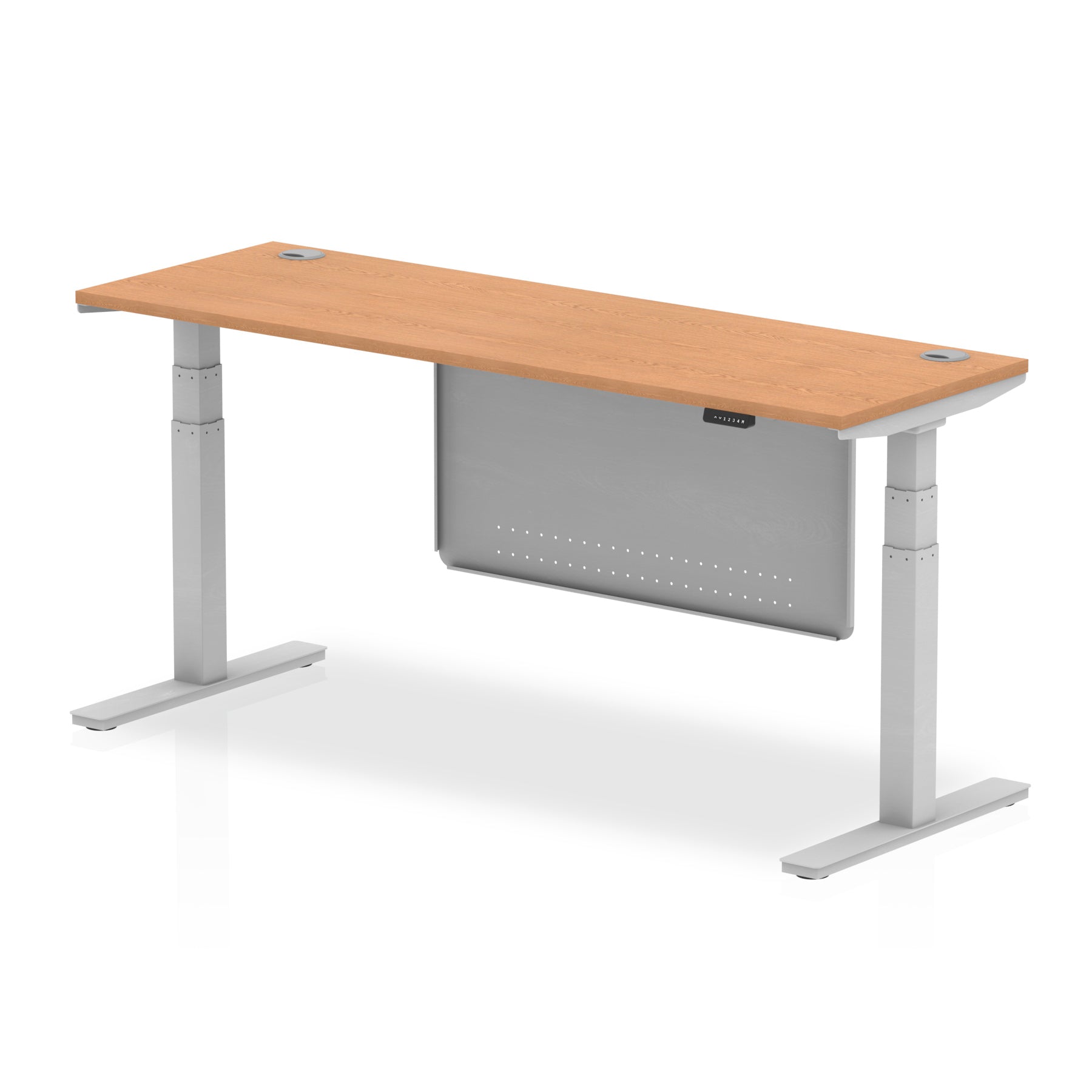 Air Height Adjustable Slimline Desk with Cable Ports & Steel Modesty Panel, 1200–1800mm, Multiple Colours & Frames, MFC, Self-Assembly, 10yr Warranty