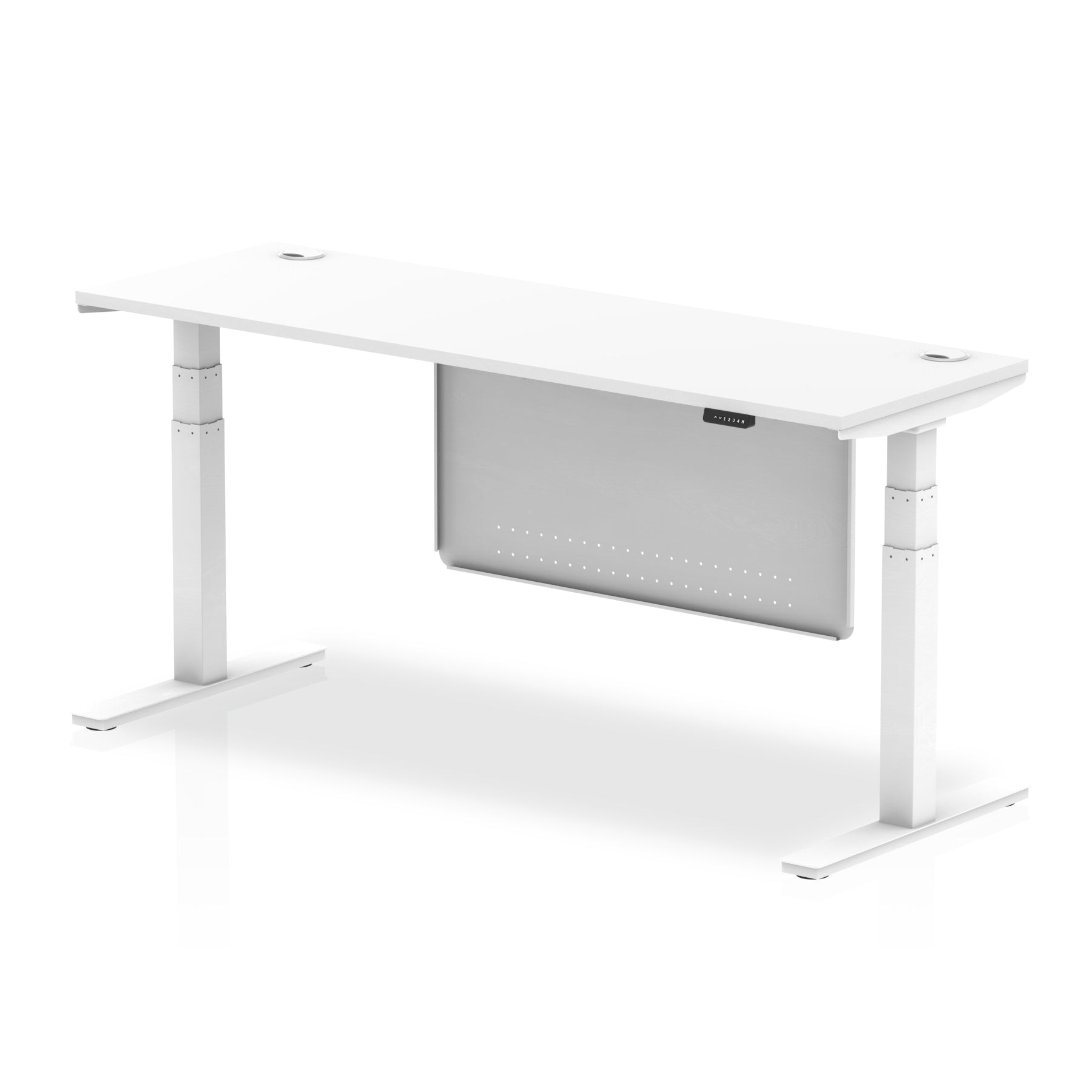 Air Height Adjustable Slimline Desk with Cable Ports & Steel Modesty Panel, 1200–1800mm, Multiple Colours & Frames, MFC, Self-Assembly, 10yr Warranty