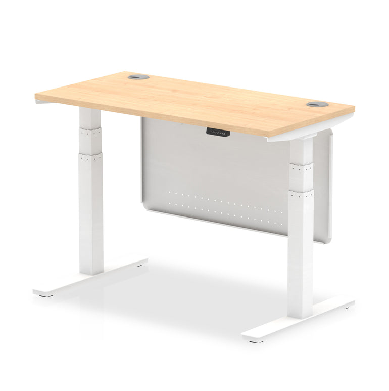 Air Height Adjustable Slimline Desk with Cable Ports & Steel Modesty Panel, 1200–1800mm, Multiple Colours & Frames, MFC, Self-Assembly, 10yr Warranty