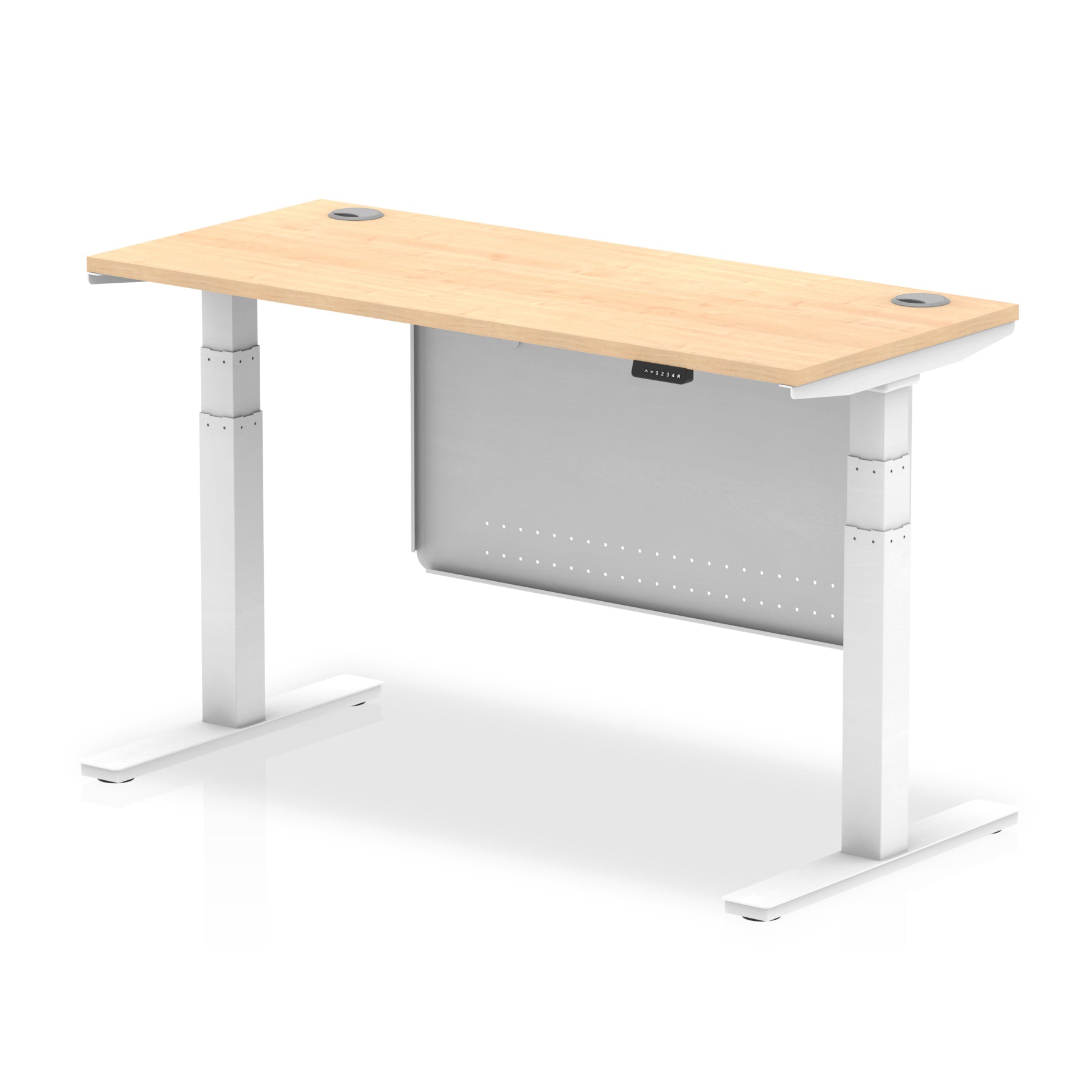 Air Height Adjustable Slimline Desk with Cable Ports & Steel Modesty Panel, 1200–1800mm, Multiple Colours & Frames, MFC, Self-Assembly, 10yr Warranty