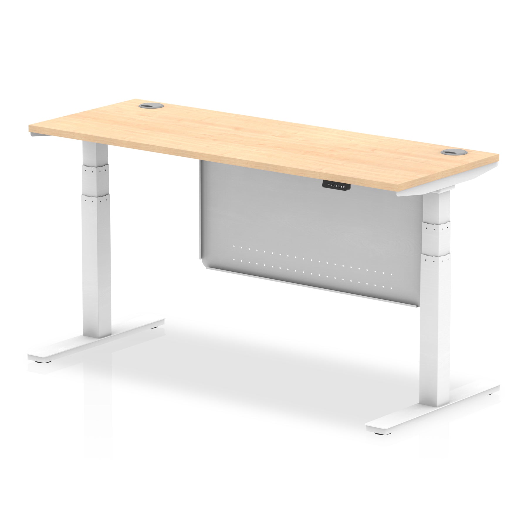 Air Height Adjustable Slimline Desk with Cable Ports & Steel Modesty Panel, 1200–1800mm, Multiple Colours & Frames, MFC, Self-Assembly, 10yr Warranty