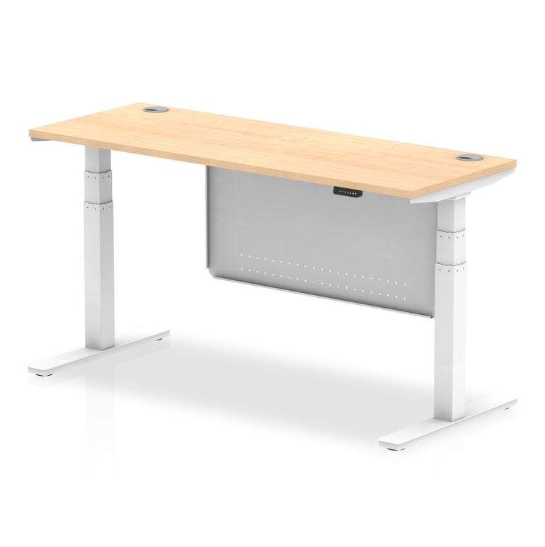 Air Height Adjustable Slimline Desk with Cable Ports & Steel Modesty Panel, 1200–1800mm, Multiple Colours & Frames, MFC, Self-Assembly, 10yr Warranty