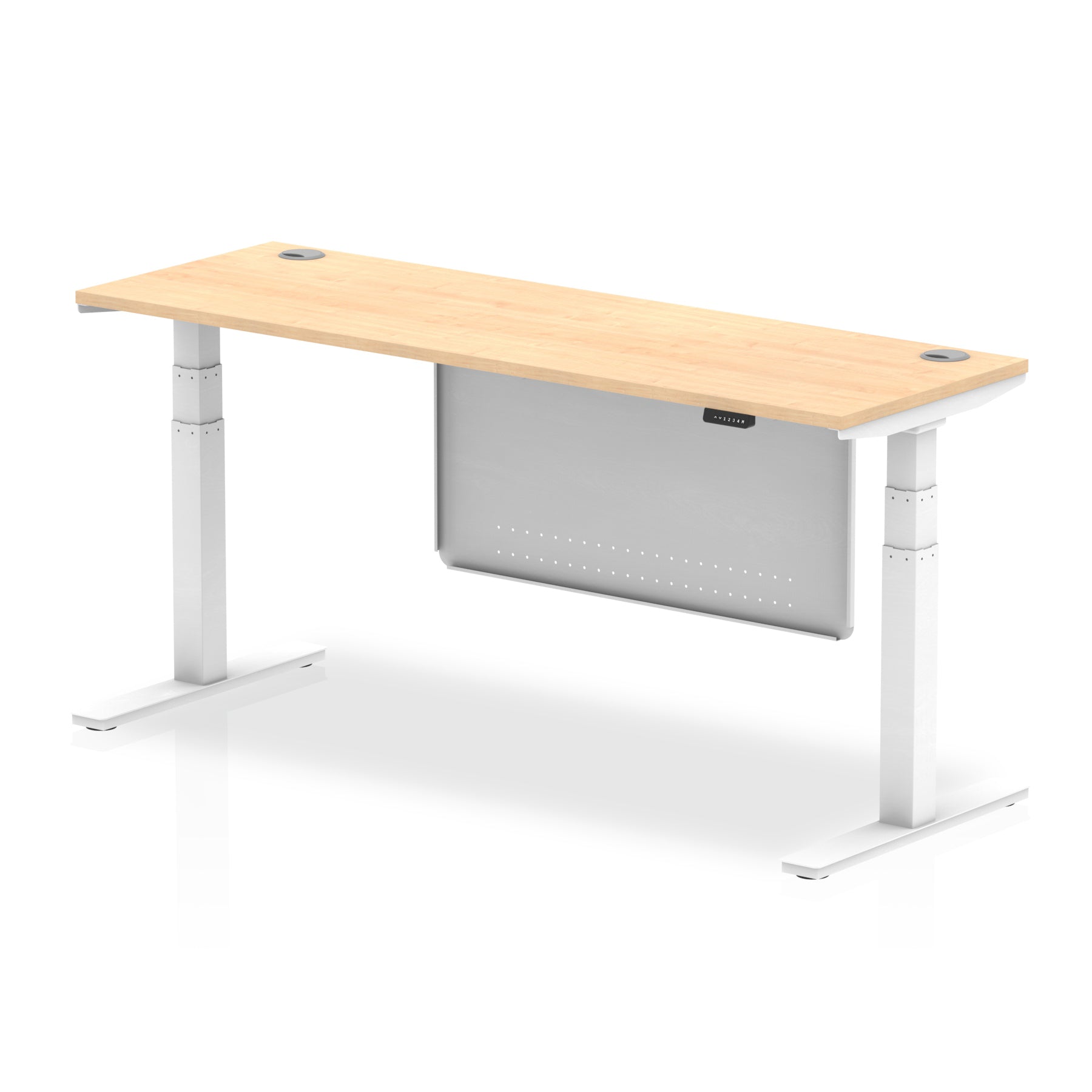 Air Height Adjustable Slimline Desk with Cable Ports & Steel Modesty Panel, 1200–1800mm, Multiple Colours & Frames, MFC, Self-Assembly, 10yr Warranty