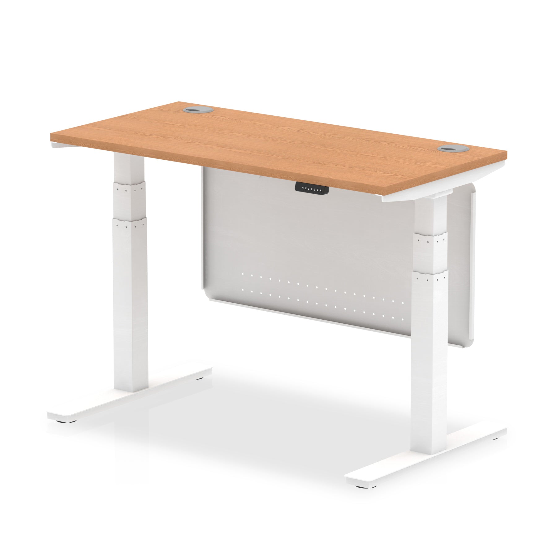 Air Height Adjustable Slimline Desk with Cable Ports & Steel Modesty Panel, 1200–1800mm, Multiple Colours & Frames, MFC, Self-Assembly, 10yr Warranty