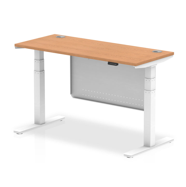 Air Height Adjustable Slimline Desk with Cable Ports & Steel Modesty Panel, 1200–1800mm, Multiple Colours & Frames, MFC, Self-Assembly, 10yr Warranty