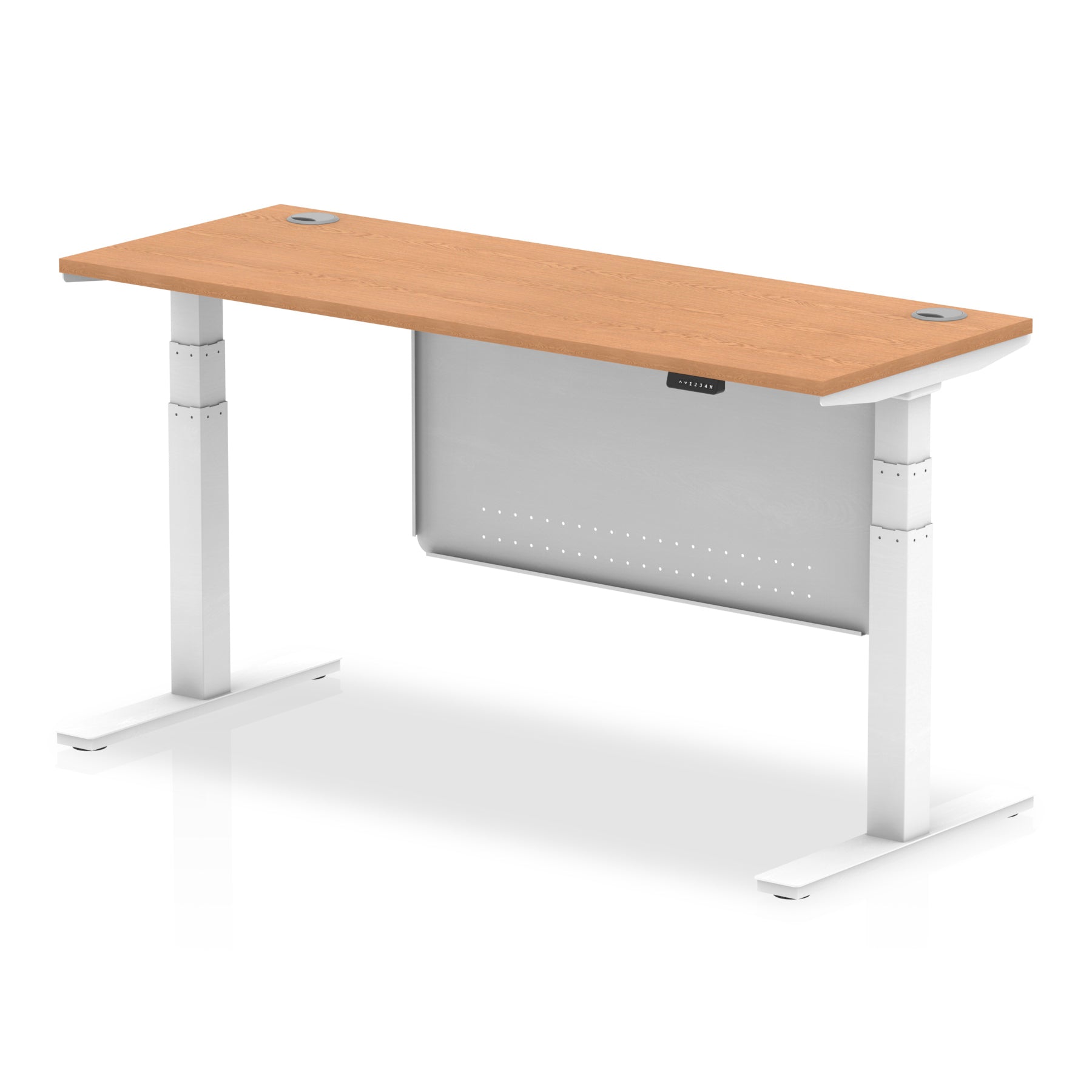 Air Height Adjustable Slimline Desk with Cable Ports & Steel Modesty Panel, 1200–1800mm, Multiple Colours & Frames, MFC, Self-Assembly, 10yr Warranty