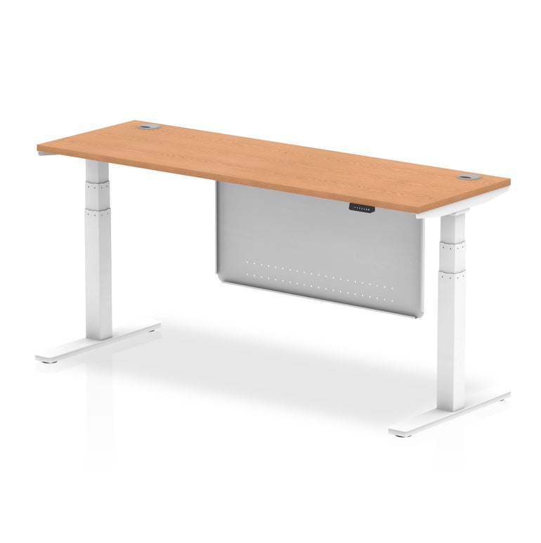 Air Height Adjustable Slimline Desk with Cable Ports & Steel Modesty Panel, 1200–1800mm, Multiple Colours & Frames, MFC, Self-Assembly, 10yr Warranty