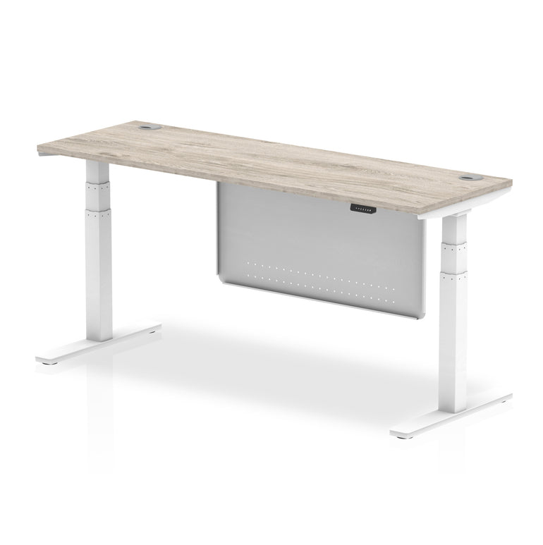 Air Height Adjustable Slimline Desk with Cable Ports & Steel Modesty Panel, 1200–1800mm, Multiple Colours & Frames, MFC, Self-Assembly, 10yr Warranty