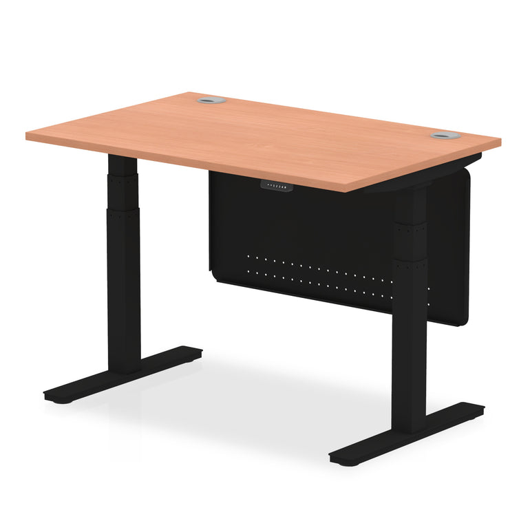 Air Height Adjustable Desk with Cable Ports & Steel Modesty Panel, 1200–1800mm, Multiple Top & Frame Colours, Durable MFC, Self Assembly, 10yr Warranty
