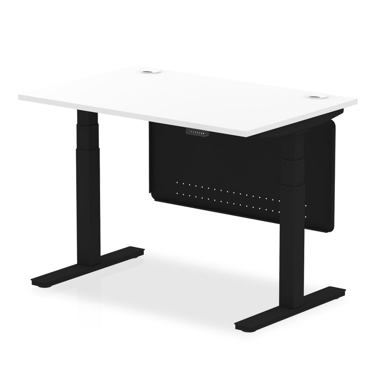Air Height Adjustable Desk with Cable Ports & Steel Modesty Panel, 1200–1800mm, Multiple Top & Frame Colours, Durable MFC, Self Assembly, 10yr Warranty
