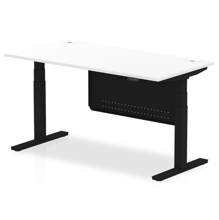 Air Height Adjustable Desk with Cable Ports & Steel Modesty Panel, 1200–1800mm, Multiple Top & Frame Colours, Durable MFC, Self Assembly, 10yr Warranty