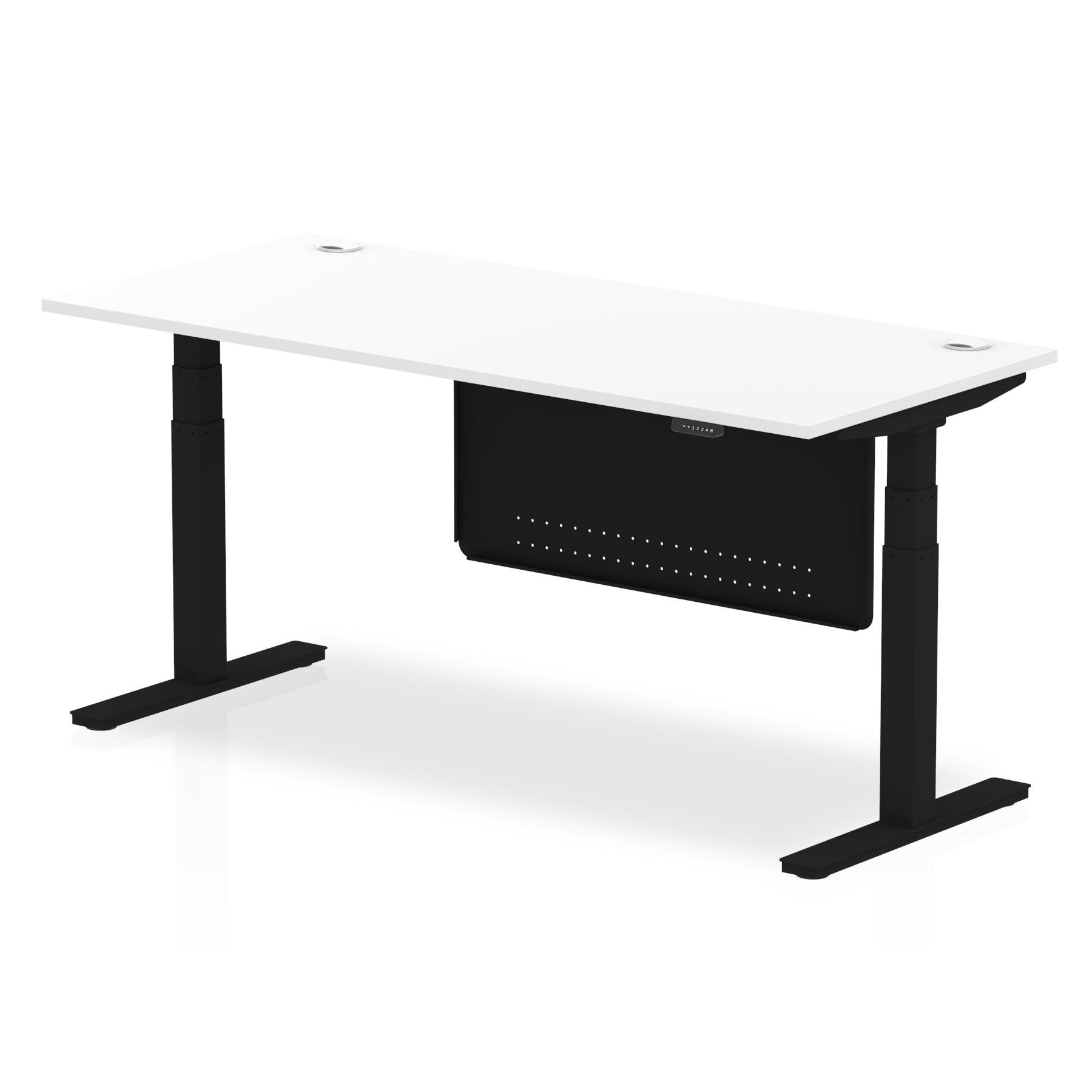 Air Height Adjustable Desk with Cable Ports & Steel Modesty Panel, 1200–1800mm, Multiple Top & Frame Colours, Durable MFC, Self Assembly, 10yr Warranty