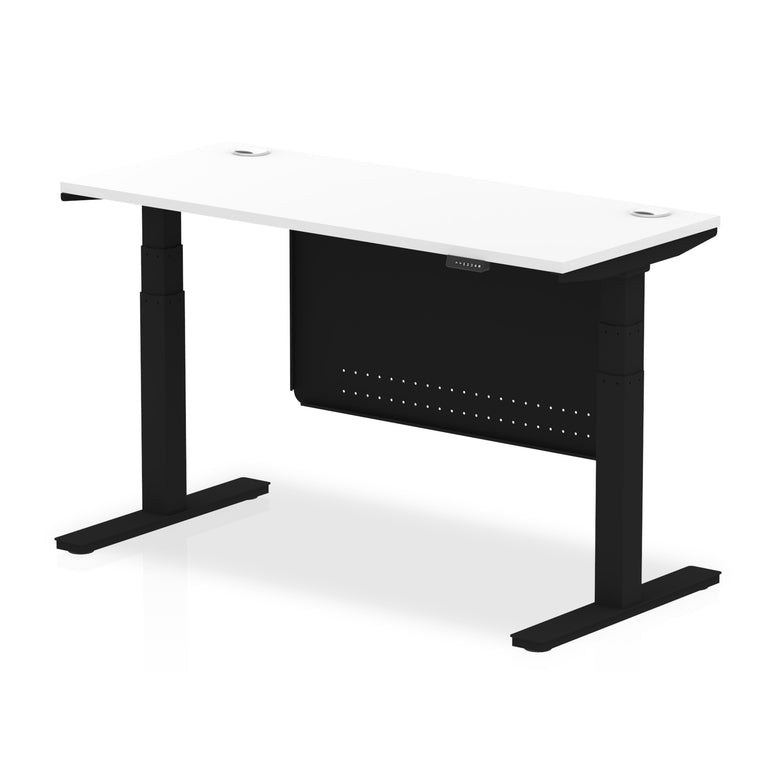 Air Height Adjustable Slimline Desk with Cable Ports & Steel Modesty Panel, 1200–1800mm, Multiple Colours & Frames, MFC, Self-Assembly, 10yr Warranty