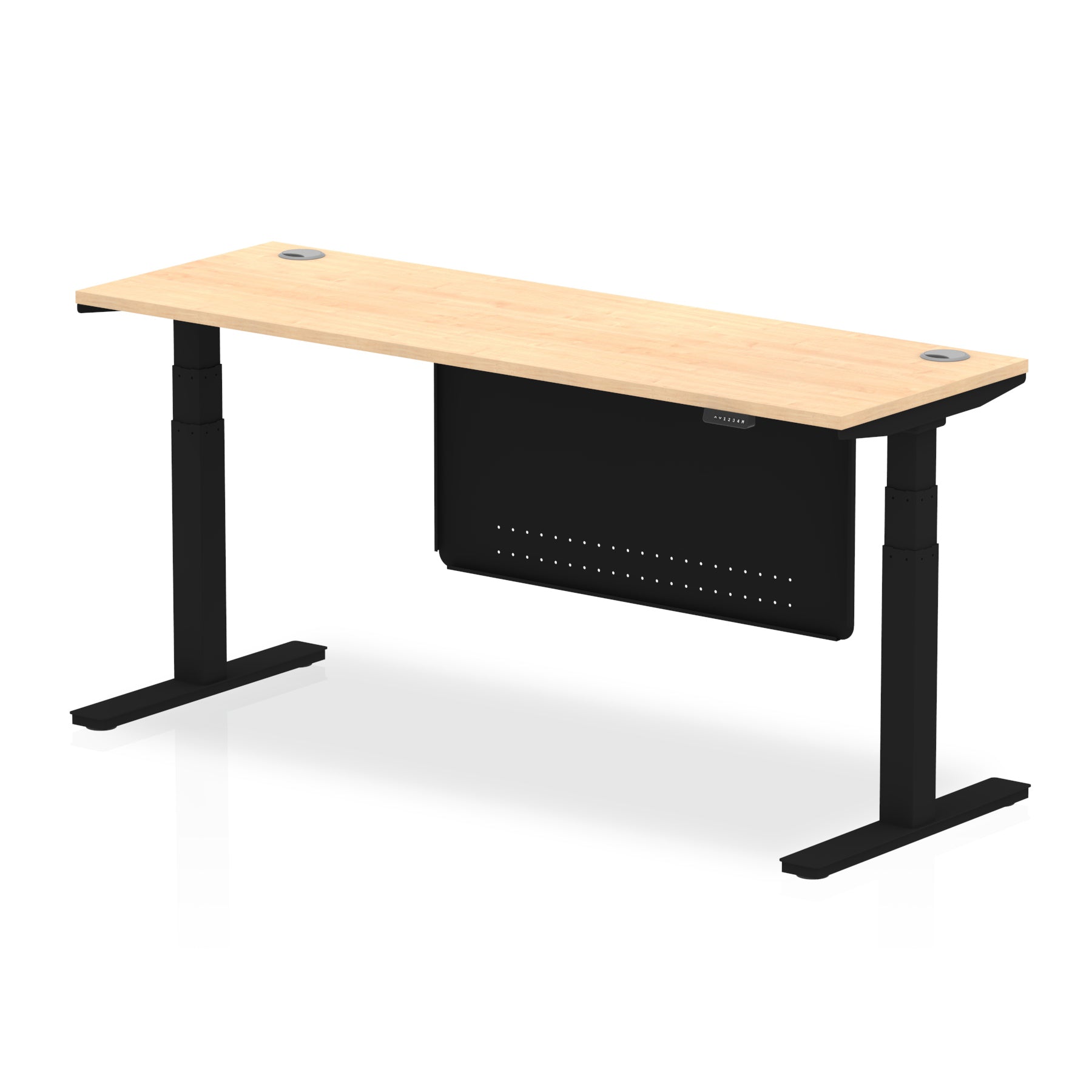 Air Height Adjustable Slimline Desk with Cable Ports & Steel Modesty Panel, 1200–1800mm, Multiple Colours & Frames, MFC, Self-Assembly, 10yr Warranty