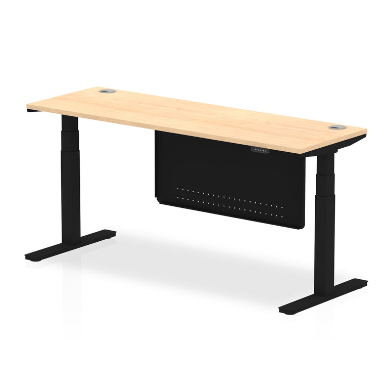 Air Height Adjustable Slimline Desk with Cable Ports & Steel Modesty Panel, 1200–1800mm, Multiple Colours & Frames, MFC, Self-Assembly, 10yr Warranty