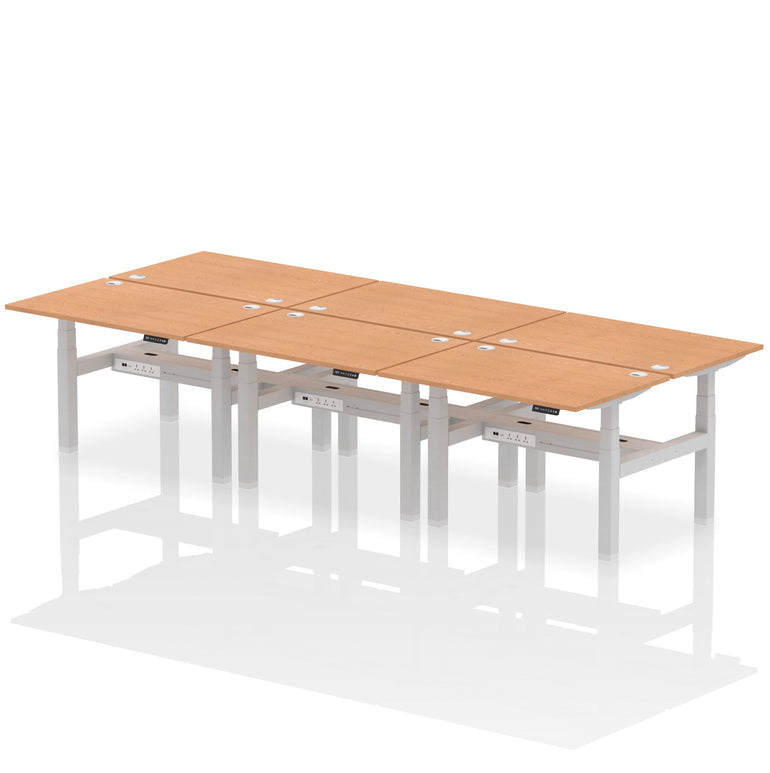 Air Back-to-Back Height Adjustable Bench Desk - 6 Person