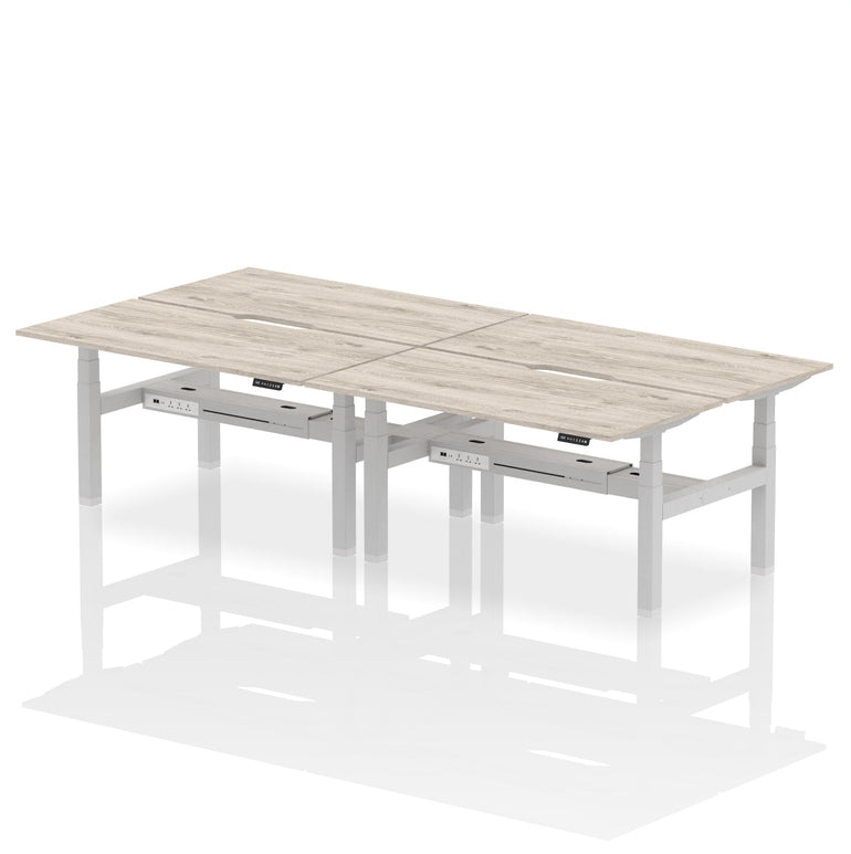 Air Back-to-Back Scalloped Edge Height Adjustable Bench Desk - 4 Person