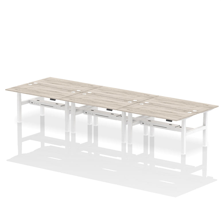 Air Back-to-Back Height Adjustable Bench Desk - 6 Person