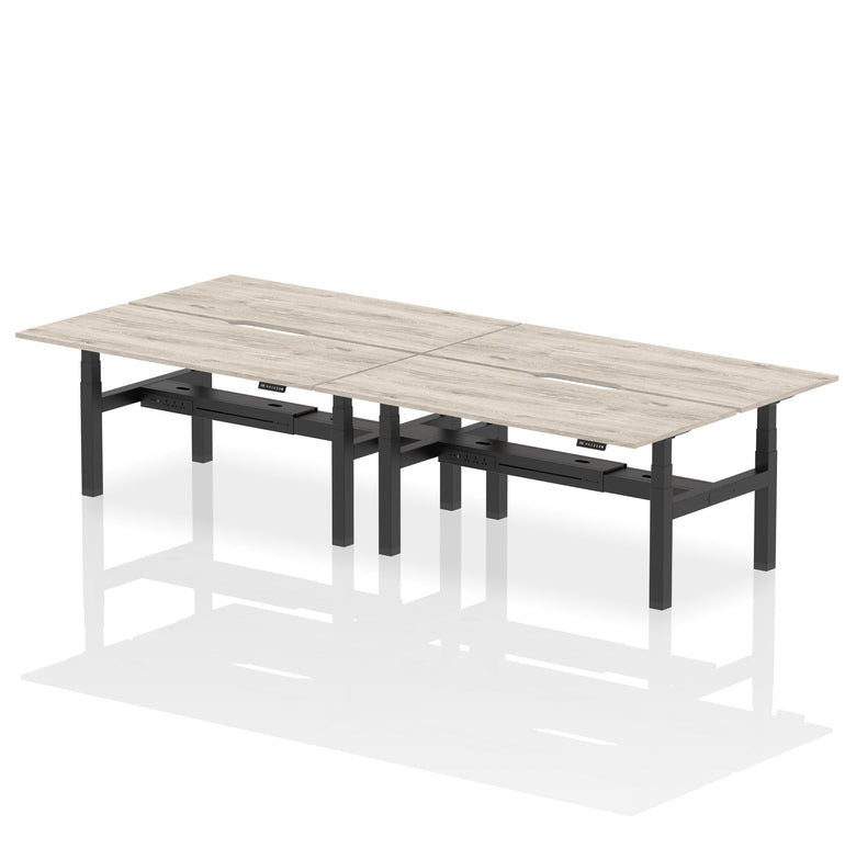 Air Back-to-Back Scalloped Edge Height Adjustable Bench Desk - 4 Person