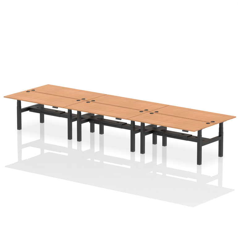 Air Back-to-Back Height Adjustable Bench Desk - 6 Person