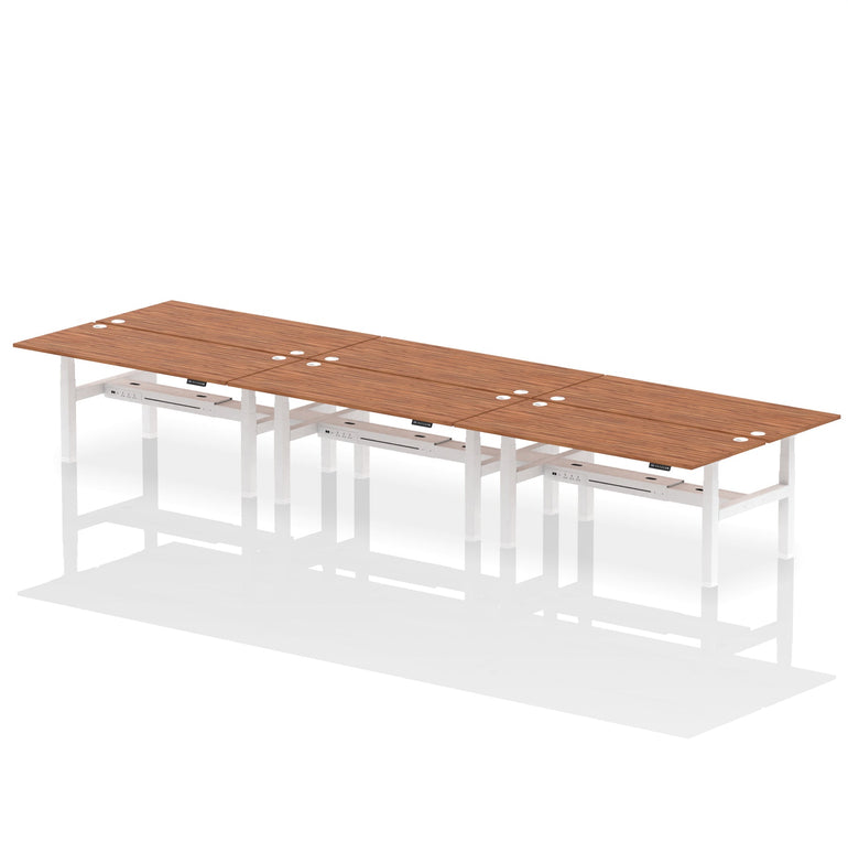 Air Back-to-Back Height Adjustable Bench Desk - 6 Person