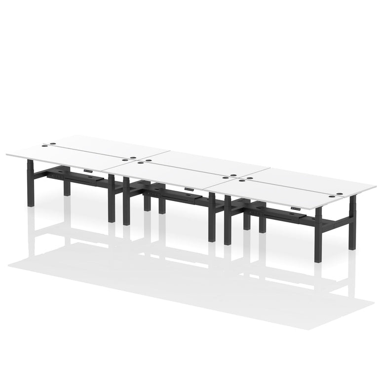 Air Back-to-Back Height Adjustable Bench Desk - 6 Person