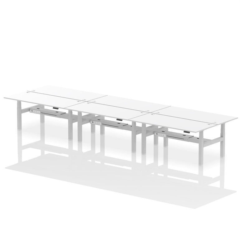Air Back-to-Back Height Adjustable Bench Desk - 6 Person