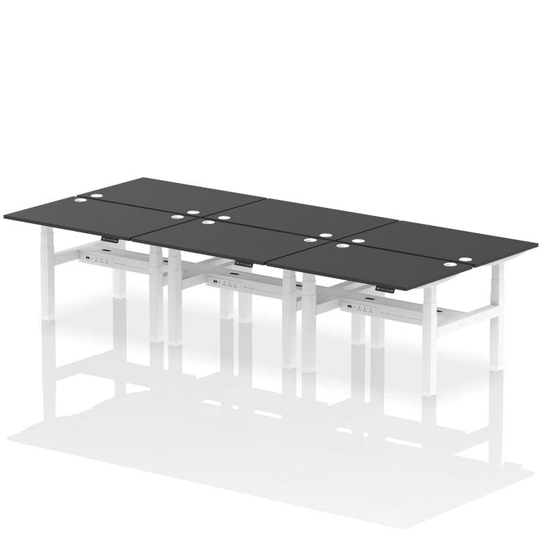 Air Back-to-Back Height Adjustable Bench Desk - 6 Person