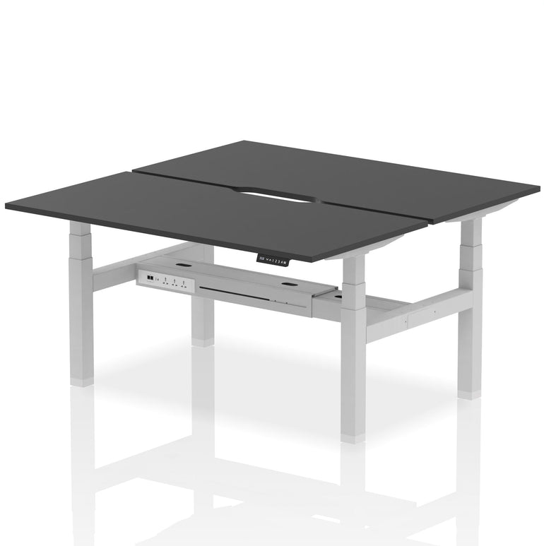 Air Back-to-Back Scalloped Edge Height Adjustable Bench Desk - 2 Person