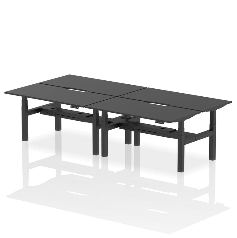 Air Back-to-Back Scalloped Edge Height Adjustable Bench Desk - 4 Person