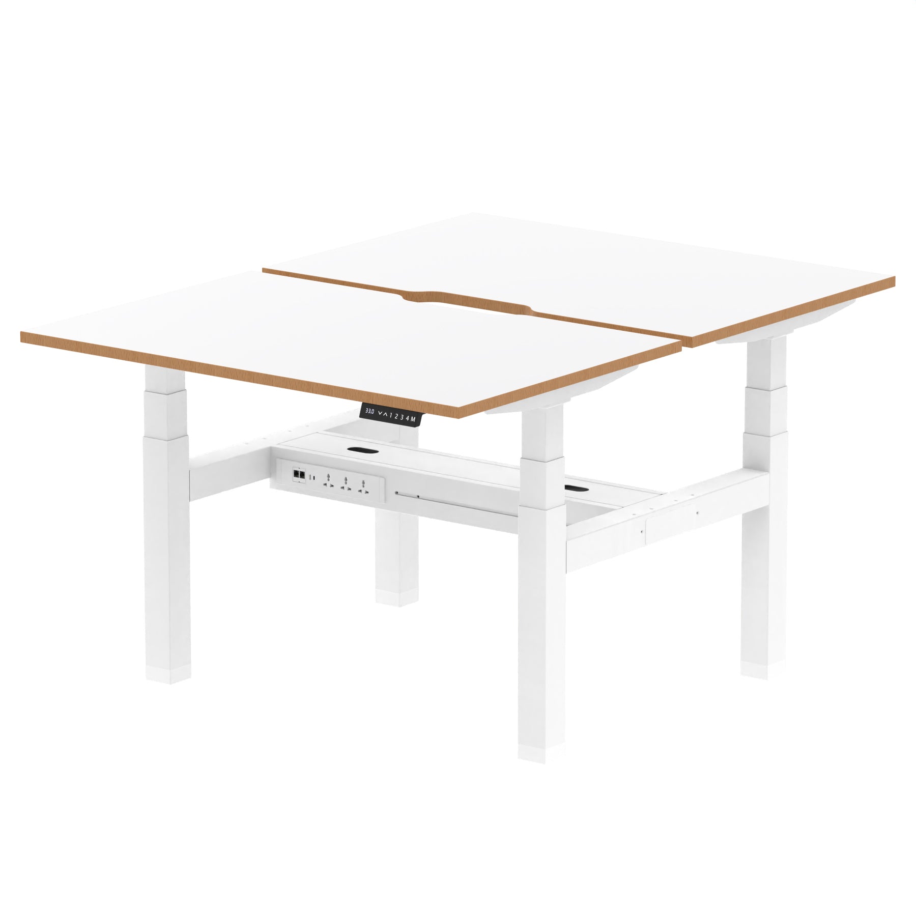 Oslo Air Back-to-Back Height Adjustable Bench Desk, 2/4/6 Person, 1200–1600mm Width, Optional Black Screen, MFC & Steel, Self-Assembly, 10 Year Warranty