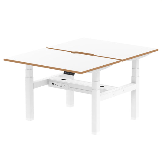 Oslo Air Back-to-Back Height Adjustable Bench Desk, 2/4/6 Person, 1200–1600mm Width, Optional Black Screen, MFC & Steel, Self-Assembly, 10 Year Warranty