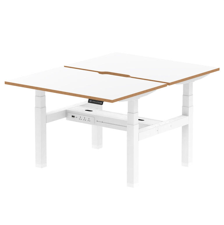 Oslo Air Back-to-Back Height Adjustable Bench Desk, 2/4/6 Person, 1200–1600mm Width, Optional Black Screen, MFC & Steel, Self-Assembly, 10 Year Warranty