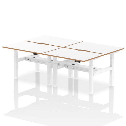 Oslo Air Back-to-Back Height Adjustable Bench Desk, 2/4/6 Person, 1200–1600mm Width, Optional Black Screen, MFC & Steel, Self-Assembly, 10 Year Warranty