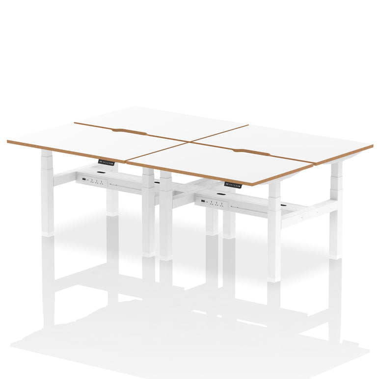 Oslo Air Back-to-Back Height Adjustable Bench Desk, 2/4/6 Person, 1200–1600mm Width, Optional Black Screen, MFC & Steel, Self-Assembly, 10 Year Warranty