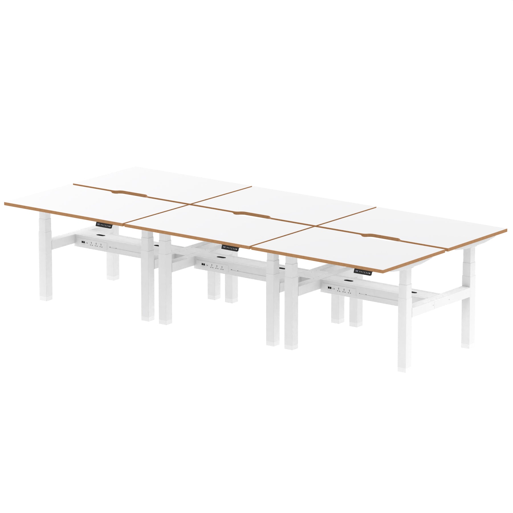 Oslo Air Back-to-Back Height Adjustable Bench Desk, 2/4/6 Person, 1200–1600mm Width, Optional Black Screen, MFC & Steel, Self-Assembly, 10 Year Warranty