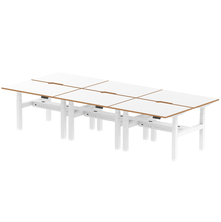 Oslo Air Back-to-Back Height Adjustable Bench Desk, 2/4/6 Person, 1200–1600mm Width, Optional Black Screen, MFC & Steel, Self-Assembly, 10 Year Warranty