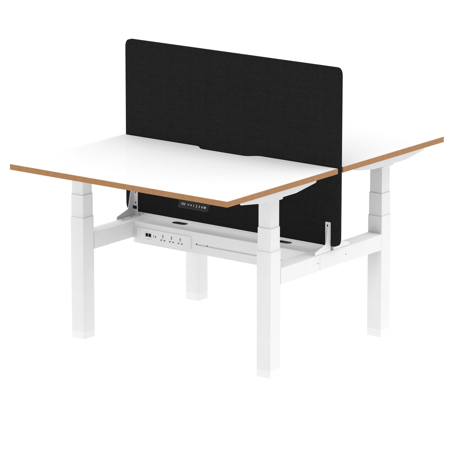 Oslo Air Back-to-Back Height Adjustable Bench Desk, 2/4/6 Person, 1200–1600mm Width, Optional Black Screen, MFC & Steel, Self-Assembly, 10 Year Warranty