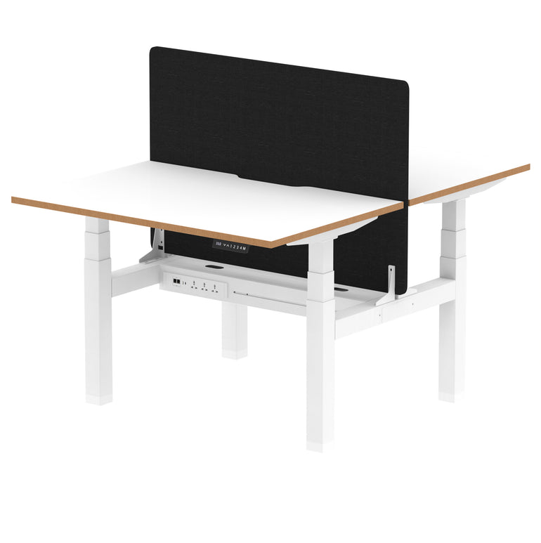 Oslo Air Back-to-Back Height Adjustable Bench Desk, 2/4/6 Person, 1200–1600mm Width, Optional Black Screen, MFC & Steel, Self-Assembly, 10 Year Warranty
