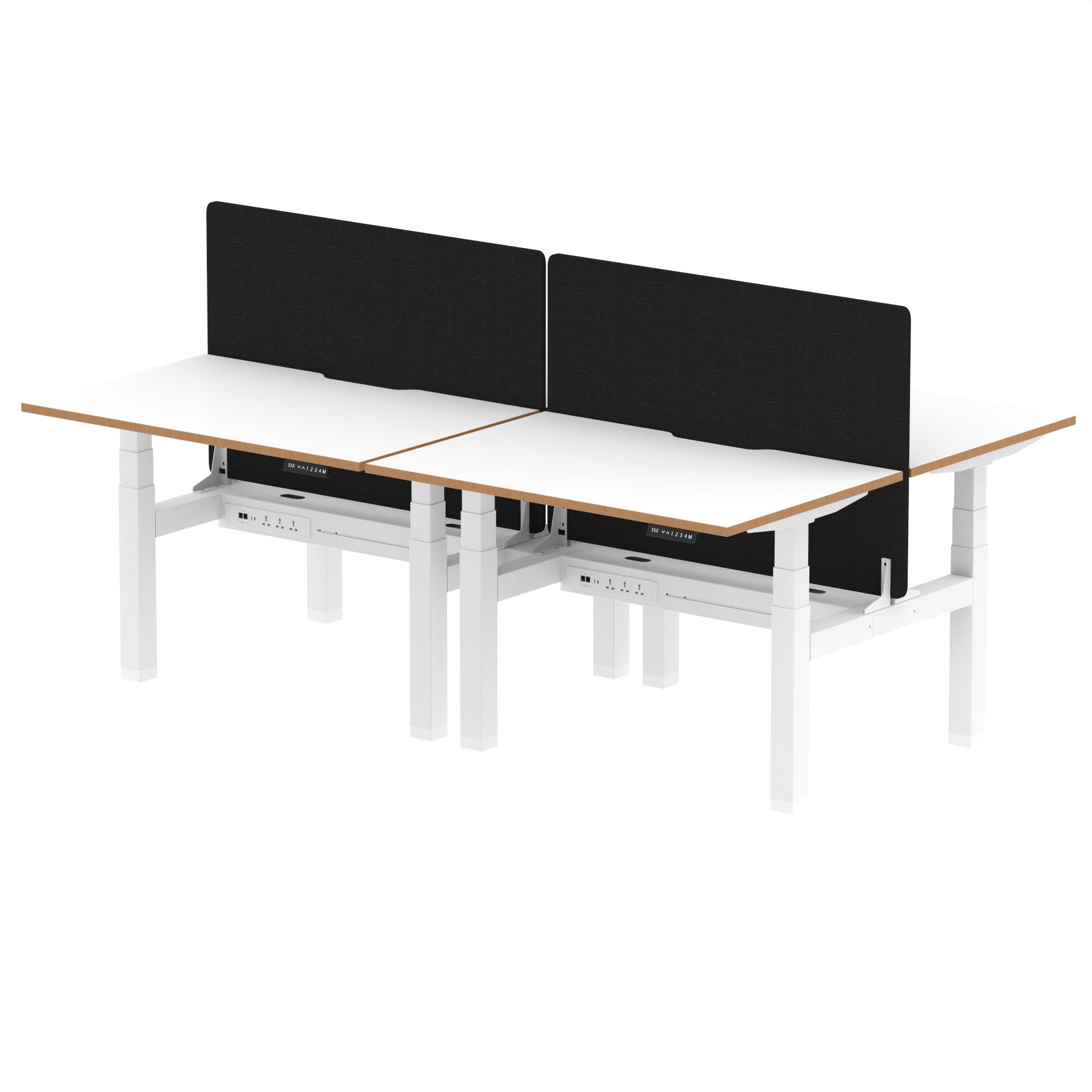 Oslo Air Back-to-Back Height Adjustable Bench Desk, 2/4/6 Person, 1200–1600mm Width, Optional Black Screen, MFC & Steel, Self-Assembly, 10 Year Warranty