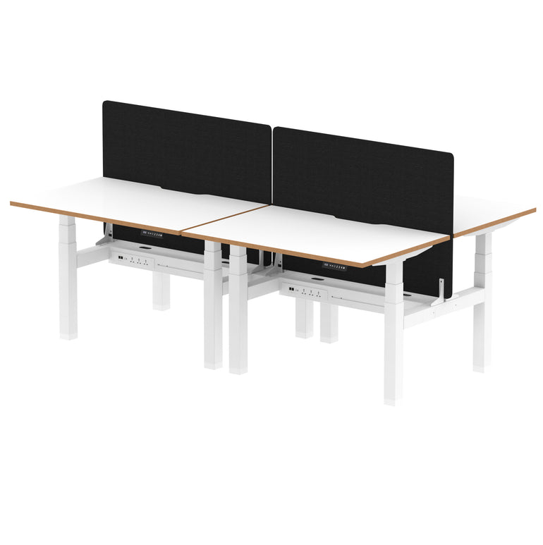 Oslo Air Back-to-Back Height Adjustable Bench Desk, 2/4/6 Person, 1200–1600mm Width, Optional Black Screen, MFC & Steel, Self-Assembly, 10 Year Warranty