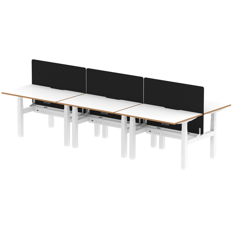 Oslo Air Back-to-Back Height Adjustable Bench Desk, 2/4/6 Person, 1200–1600mm Width, Optional Black Screen, MFC & Steel, Self-Assembly, 10 Year Warranty